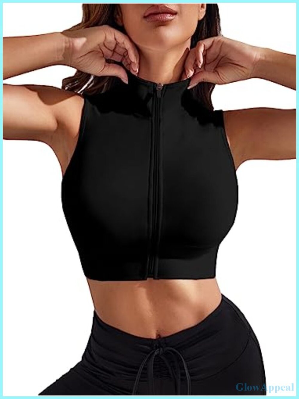 Y2k Crop Tank Top Sleeveless Stand Collar Zip Up Streetwear